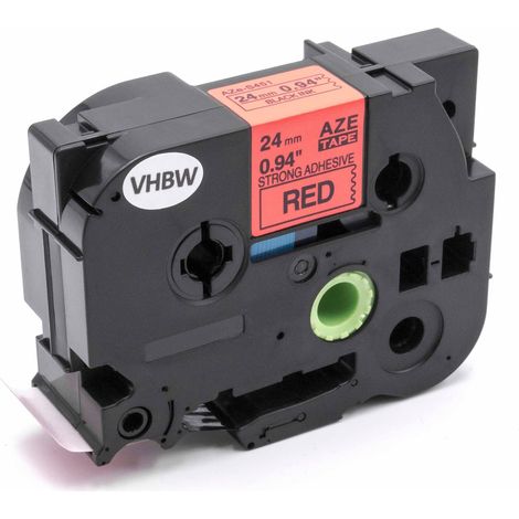 vhbw Label Tape compatible with Brother P-Touch E550WVP, E800W, H500, H500LI, P700, P750 Label Printer 24mm Black on Red, Extra Strong (1/4)