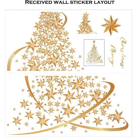 Goldene, dekorative Weihnachtsbaum-Fensteraufkleber, großformatig, zur Selbstanbringung an Wand, Fenster oder Tür (1 Packung) (1/4)