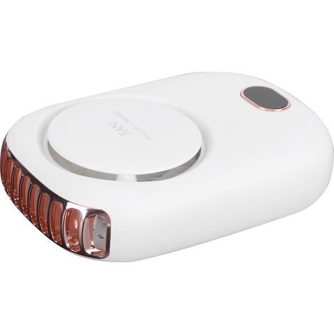 Mini ventilateur électrique portable rechargeable par USB, à suspendre autour du cou, sans pales, idéal pour les sports de plein air et les voyages (blanc) (1/5)