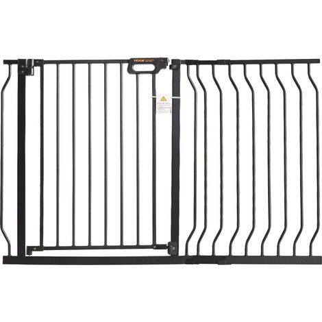 Barriere bebe extra large 74.9-122.9cm hauteur 76.2cm passage automatique chien escalier montage pression noir (1/5)