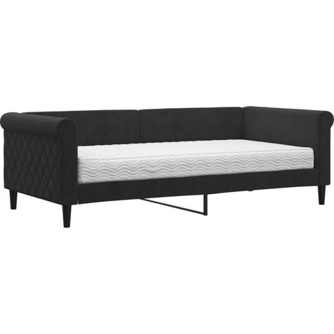 Maison Exclusive - Tagesbett mit Matratze Schwarz 90x190 cm Samt