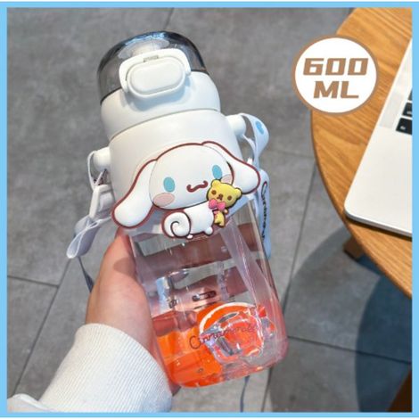 600 ml Anime-Trinkbecher mit Strohhalm, Kawaii Kuromi Cinnamoroll Melody Wasserflasche, kompatibel mit Kinder-Sport-Tee-Kaffeebechern, Küchenutensilien, Mädchengeschenke, Cinnamoroll (1/5)