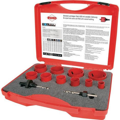 RUKO  HSS-Bi-Metal  juego  de  coronas  bimetálicas  12  piezas.  19  -  64  x  38  mm  -  106303