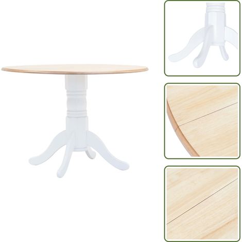 Esstisch Weiß und Braun 106 cm Massivholz Gummibaum - Holztisch - Esstisch - Wohnzimmertisch - Küchentisch - Weißes Möbelstück (1/5)