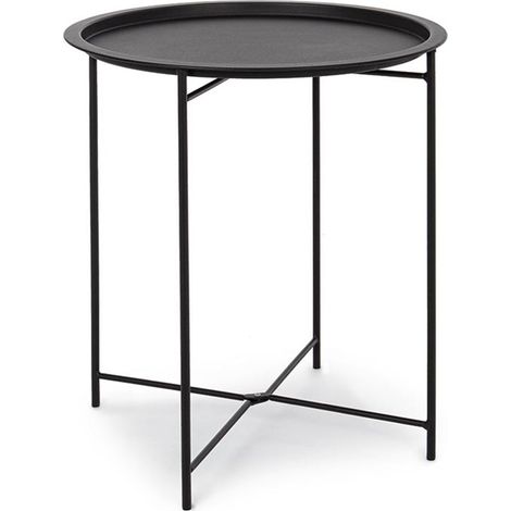 Couchtisch "Wissant" für Außen- und Garten Sonnenliege aus Stahl mit Tablett -Groß / Schwarz (1/5)
