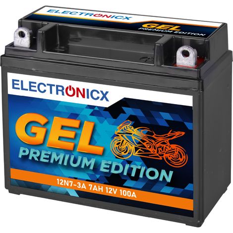 12N7-3A 7Ah 12V GEL Motorradbatterie - Wartungsfrei - Roller Quad Premium (1/5)