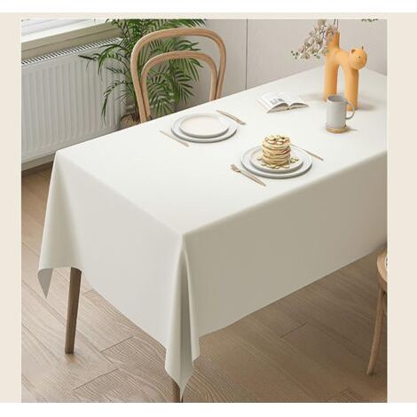 Tischdecke aus Kunstleder – ideal für Partys, Camping, Picknicks, Kochen und Restaurants – 1 Stück, beige, 90 x 90 cm (1/4)