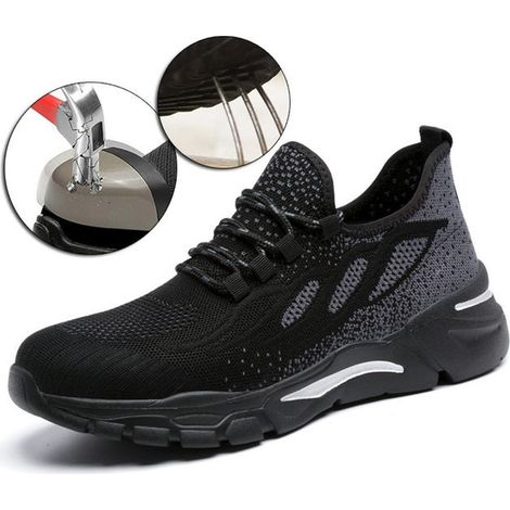 Chaussures de Sécurité Homme Léger, Baskets de Travail Femme Respirantes, Chaussure de Chantier Anti-Écrasement, Pointure UE 42 (1/4)