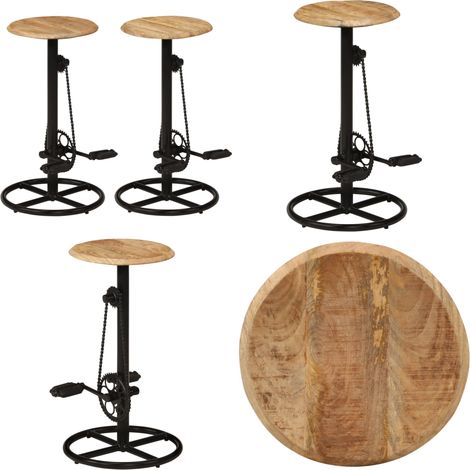 Chaises de bar lot de 2 bois de manguier solide - Tabouret De Bar - Chaise De Bar - Meubles De Cuisine - Mobilier Design - Style Industriel - Home & Living (1/5)