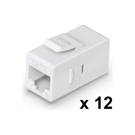 Ubiquiti UACC-KEYSTONE-COUPLER-C6 Pack de 12 conectores RJ45 Cat6 para conectar cables Ethernet f&aacute cilmente. Permite instalaci&oacute n a presi&