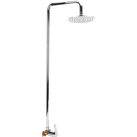 Kit de douche extérieure avec pommeau de douche effet pluie en acier inoxydable 304 et poignée unique, finition électroplaquée (1/5)