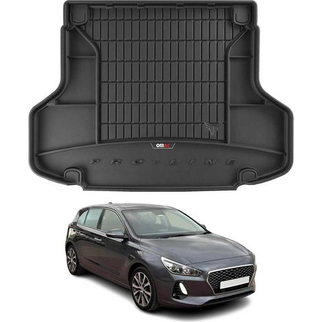 Tapis de Coffre 3D TPE Premium Compatible avec Hyundai i30 III Kombi 2017 à 2023, Bac de Protection de Coffre Intérieur antidérapant Revêtement de Coffre Bords Hauts pour Voiture Noir