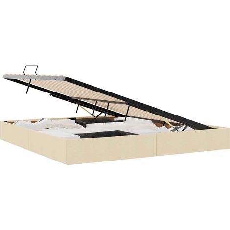 Cadre de lit ottoman avec stockage Crème 200 x 200 cm tissu vidaXL