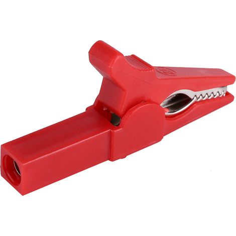 Pince crocodile isolée 55mm pour câble de batterie véhicule, test électrique, étau fil rouge, robuste.