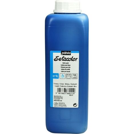 Peinture textile - Setacolor - BLEU COBALT - 1 Litre - Couleurs mates et éclatantes - Résistance à la lumière (1/2)
