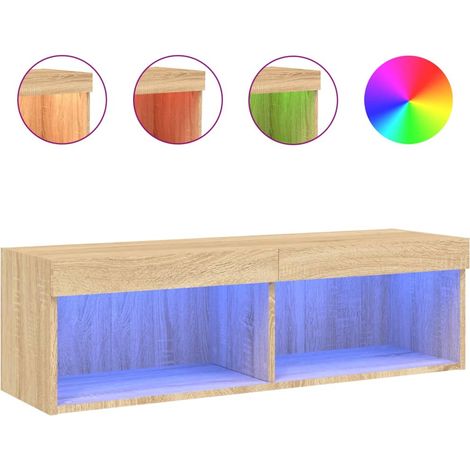 Maison Exclusive - TV-Schrank mit LED-Leuchten Sonoma-Eiche 100x3 (1/5)
