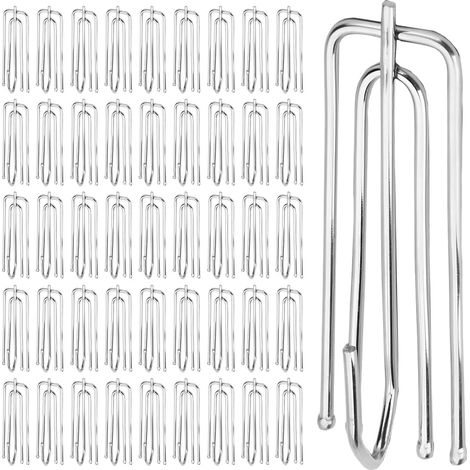 45 Pièces Crochets Griffes en Acier Inoxydable, 4 Broches Pincer Pli pour Rideau à Plis Pincés, Porte et Fenêtre