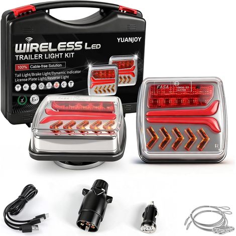 Ensemble De Feux Arrière LED Magnétiques Sans Fil Pour Remorque, Feux Arrière Dynamiques 12V Sans Câble, Feux De Remorque Étanches Avec Homologation Pour Camions, Bateaux Et Camping-Cars (1/5)