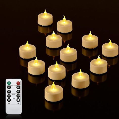 12 LED-Kerzen – Timer + Fernbedienung, Teelicht, Weihnachts-/Halloween-/Tischdekoration (1/5)