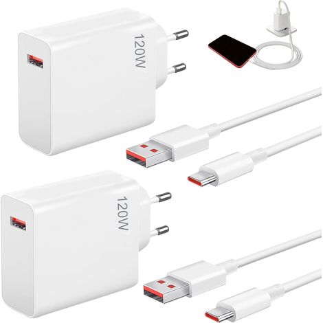 2er-Pack 120-W-USB-C-Schnellladegeräte für Xiaomi 15, 14, 13, Redmi Note 14 Pro 5G, Poco – inklusive USB-C-Kabel Netzteil für Xiaomi 15, 14, Poco F6, Redmi Turbo