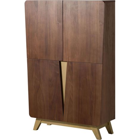 Highboard Nussbaum-Echtholzfurnier 100x40x145 braun lackiert BUTTERFLY 105 (1/4)
