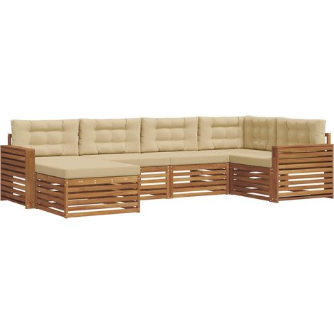 Conjunto de sofás de exterior con cojín 6 pcs Natural y Beige vidaXL (1/5)