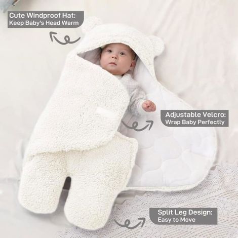 Couverture D'Emmaillotage pour Bébé Unisexe, Gigoteuse Emmaillotage à Capuche Naissance-Blanche-M(0-12 Mois)