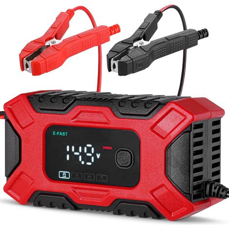 Cargador de batería para coche (12 V/6 A), cargador inteligente de mantenimiento para automóvil con 4 modos de carga, desulfatador y mantenimiento del vehículo (1/5)
