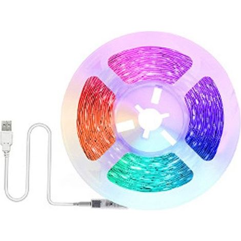 Ruban LED 2M, LED RGB 5050 Multicolor Lumière Auto-adhésif avec Télécommande, 16 Couleurs et 4 Modes Derrière l'éclairage LED TV Décoration pour Maison, Cuisine et Chambre (1/5)