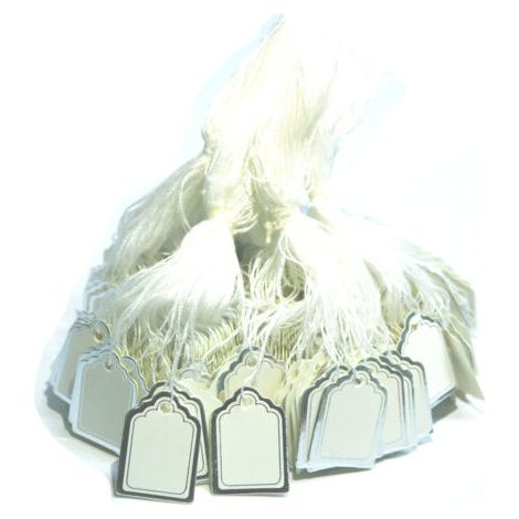 Argent - paquet de 500 étiquettes de prix blanches pour bijoux, vêtements, informations, cartes cadeaux, étiquettes de prix carrées en papier avec lanière (1/3)
