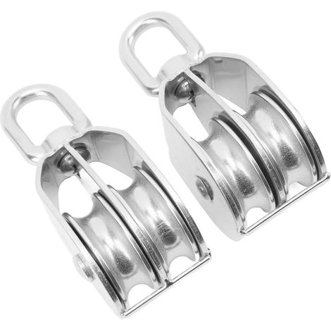 2 Stück Hebe-Doppelrollenblock, hochbelastbar, Edelstahlrolle, M50-Drahtseil, Kranaufhängung, Tragfähigkeit 400 kg (1/5)