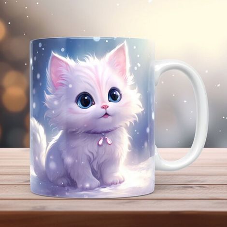 Tasse À Café - Tasse Céramique 3D Chat - Pour Maison Bureau Extérieur - 300-400 ml - Diamètre 8,5 cm Hauteur 9 cm - 1 Pièce (1/5)