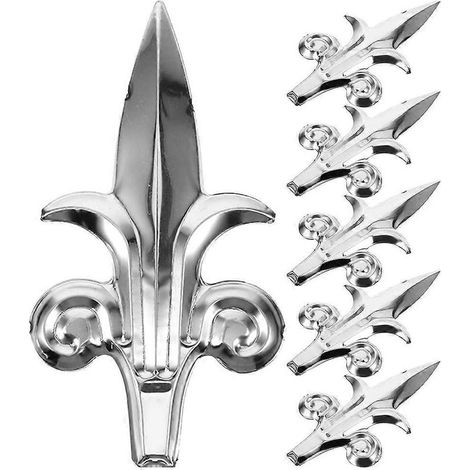 Set mit 6 dekorativen Zierelementen für Zäune, Tore und Gärten im Landhausstil. – 16,00 x 8,70 x 1,00 cm – Silber (1/4)