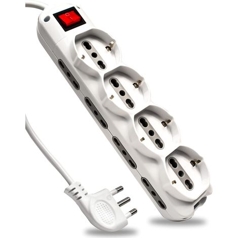 Multiprise avec Interrupteur et câble 1,5 m - 8 Prises latérales 10/16A et 4 façades 10/16A Bipasso Shuko - Prise électrique pour Maison, Bureau, Magasin - Prise 16A (1/5)