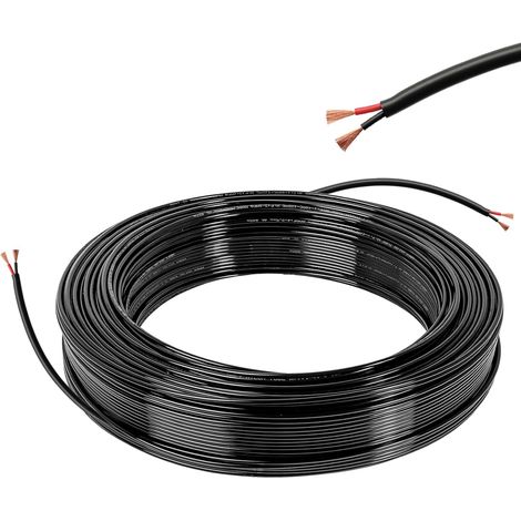 Câble Electrique 2 Fils 2×0,5mm² 10M 20AWG 300V Fil Electrique Flexible Fil Electrique 2 Conducteurs en Cuivre PVC Extension Câble d'alimentation pour Lampes LED Remorques Bateau Extérieure Noir (1/5)