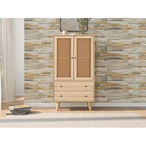 Buffet haut salon/salle à manger, commode avec portes et tiroirs, rangement spacieux, largeur 60 cm, meuble de stockage multifonction
