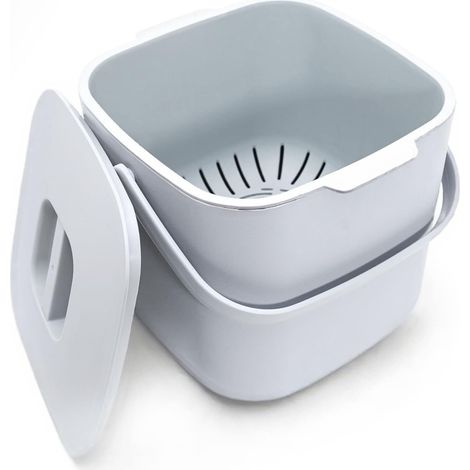Poubelle bio de cuisine - 4 l - Poubelle à compost de cuisine - Petite poubelle avec couvercle - Bac à déchets organiques avec passoire - Passe au lave-vaisselle - Composteur de cuisine pour (1/5)