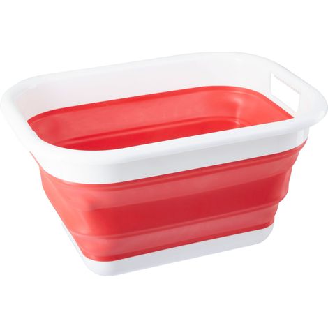 Premier Housewares Collapsible Red White Laundry Basket Multipurpose And Portable Made from Sturdy PP And Eco-friendly Rubber 34 x 24 x 44 (1/5)
