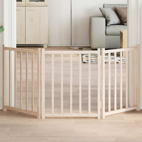 Barrière pour chien pliable 3 panneaux 150 cm bois sapin massif