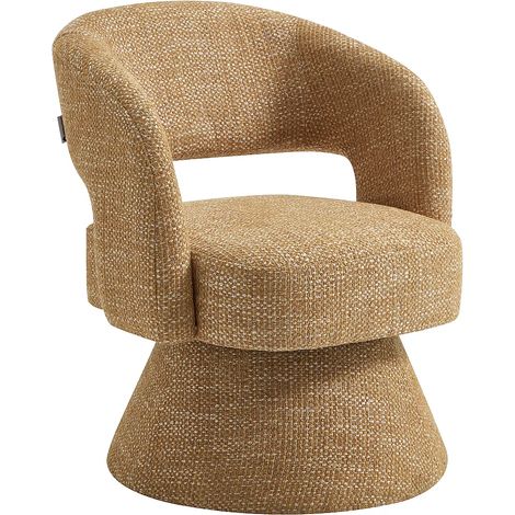 Fauteuil pivotant en tissu texturé jaune moutarde NAROLIA de Maison Céphy (1/5)