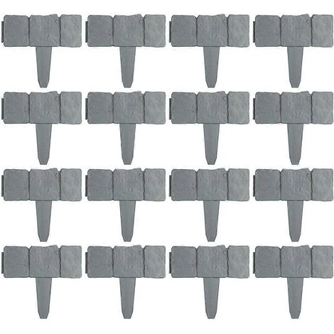 Lot de 20 décorations de clôture de jardin en plastique pour pelouse et cour, avec bordure simple grise et réutilisables. (1/5)
