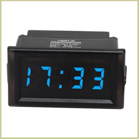 Cocosity Horloge Blue DC4.5-30V Dustproof Car Electronic Clock LED Digital Display moto kit Bleu (1/5)