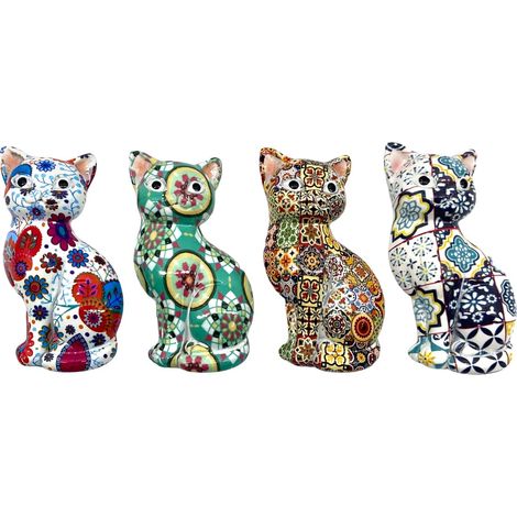 Statuette magnetiche di gatti in resina - Decorazione colorata e originale