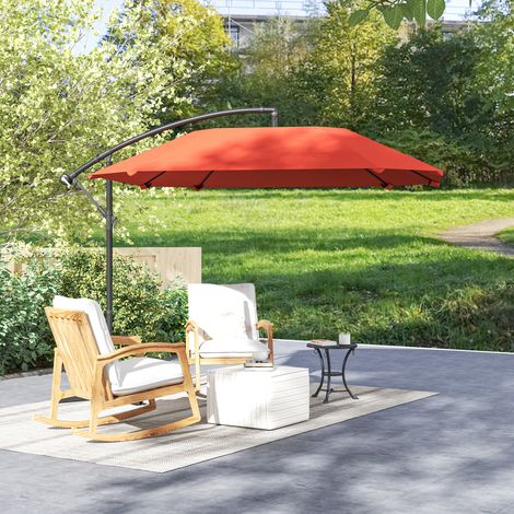 Sonnenschirm mit beweglichem Bügel und Kreuz, Metall und Polyester, 260 x 304 x 245 cm, Bordeaux