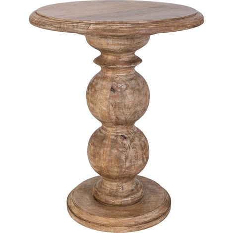 Mesa auxiliar de madera artesanal marrón 47x47x57h cm (1/5)
