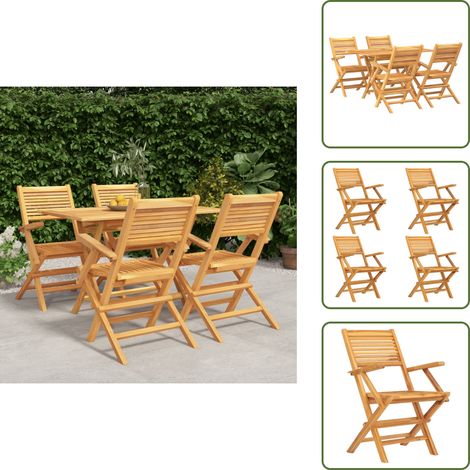 Tavolo in teak - vidaXL Set da Pranzo per Giardino 5 pz in Legno Massello di Teak - Sedie pieghevoli