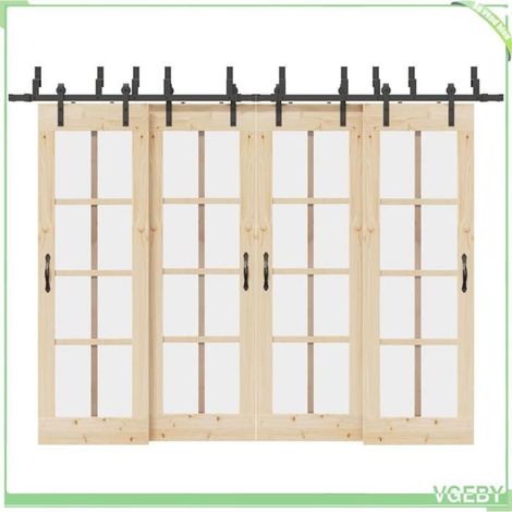 Kit de quincaillerie pour porte coulissante - FAF7291712426438 - Acier poudré - Rails 305 cm - Capacité 80 kg (1/5)