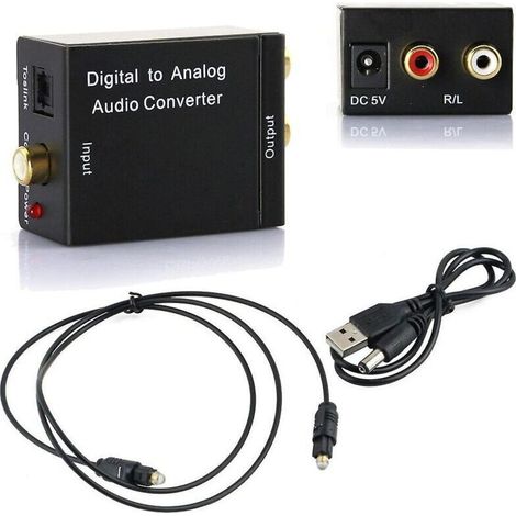 Convertitore audio da digitale ad analogico, digitale ottico coassiale, convertitore audio Toslink coassiale ad analogico RCA L/R, adattatore amplificatore (1/4)