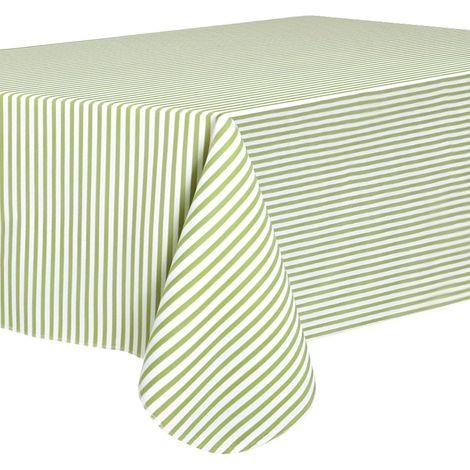 Nappe rectangulaire d'extérieur - 152 x 213 cm - Avec dos en flanelle - Lavable - En plastique imperméable et imperméable à l'huile - Nappe de jardin pour fête, maison - Motif rayures (1/5)