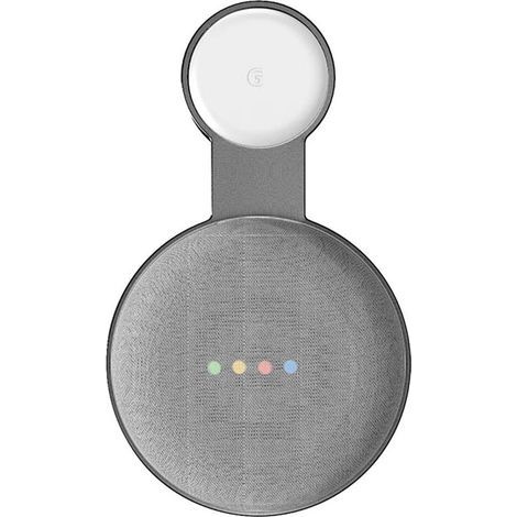 Single-outlet wall mount for Google Nest Mini speaker, home voice assistant, can hide cables, black (1/5)